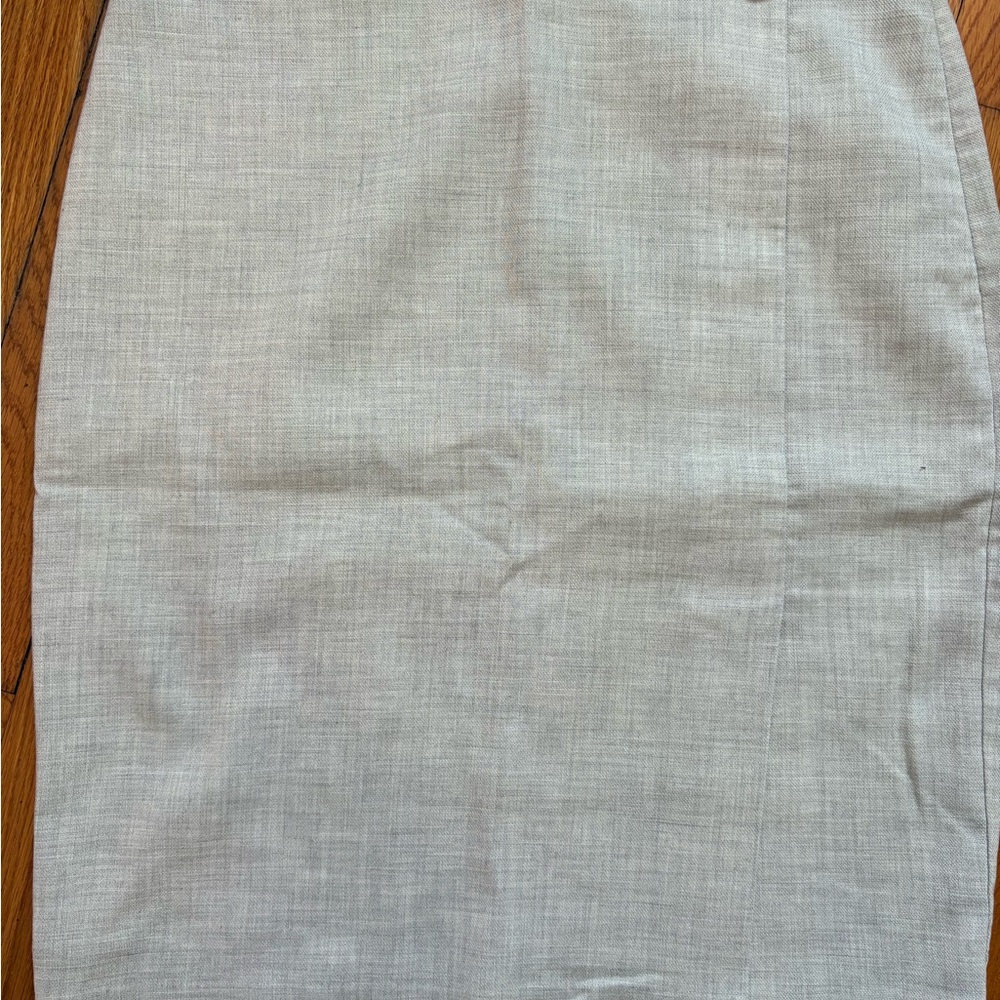 Ann Taylor Cream Linen-Blend Pencil Skirt